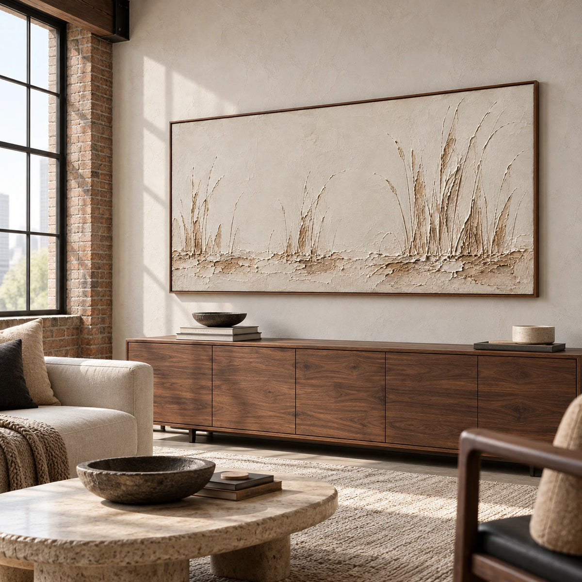 Reedlight Passage artwork in an expansive hospitality loft interior.