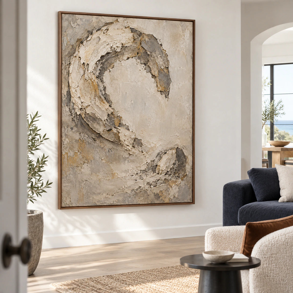 Relic-Arc as a large focal point in a bright contemporary living room.
