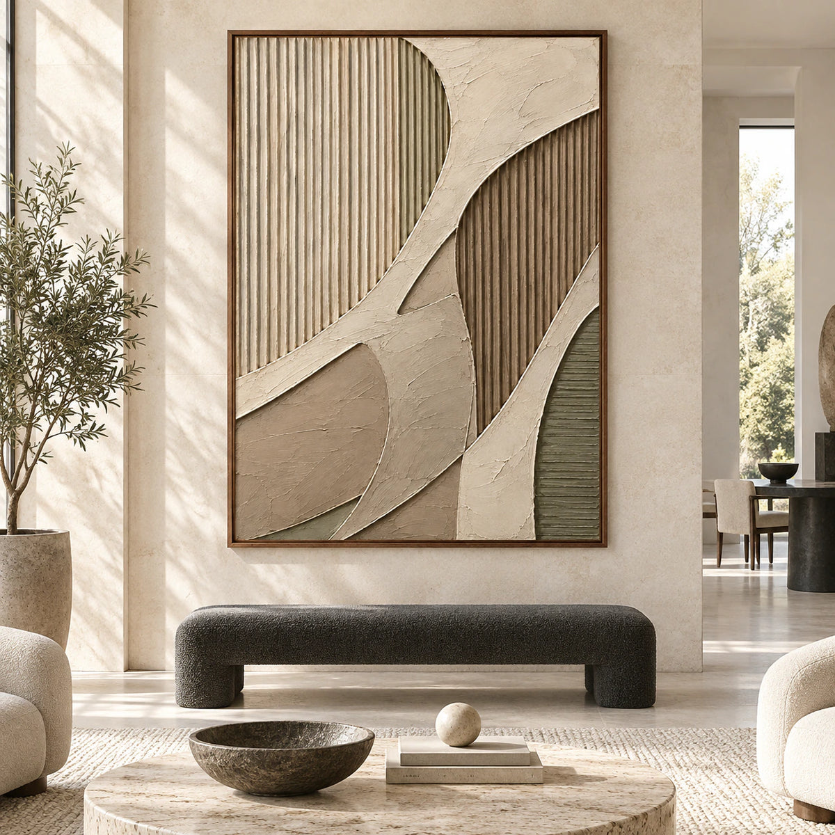 Ribbed-Contour shown straight-on at large scale in a bright architectural living space.