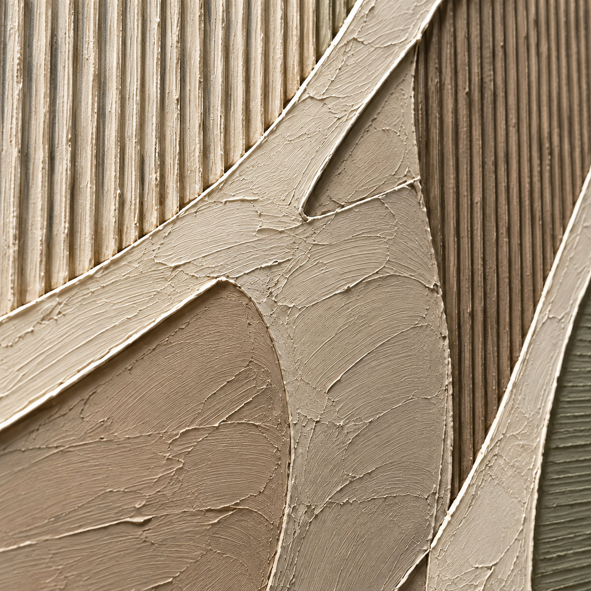 Ribbed-Contour oil painting brushwork and impasto detail photographed from an oblique side angle
