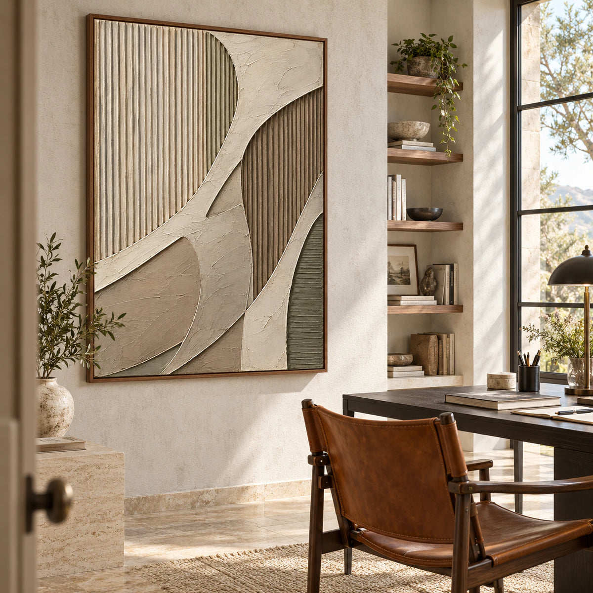 Ribbed-Contour in an airy reading and home-office space with natural daylight.