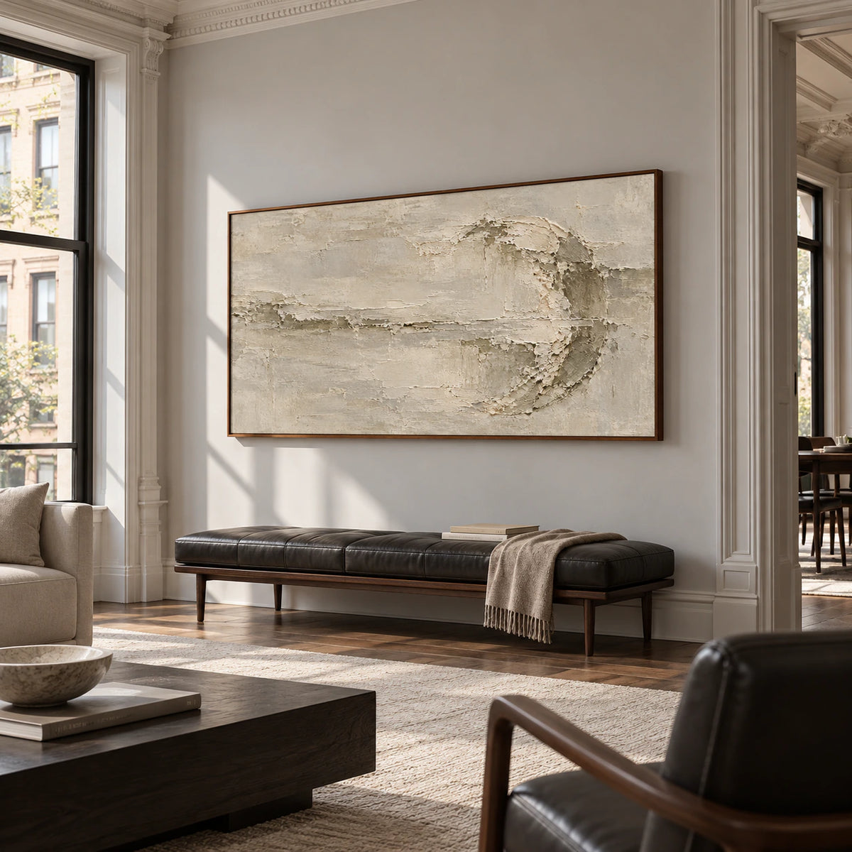 Riven-Wake displayed prominently in an expansive loft interior with tall windows and understated furnishings.