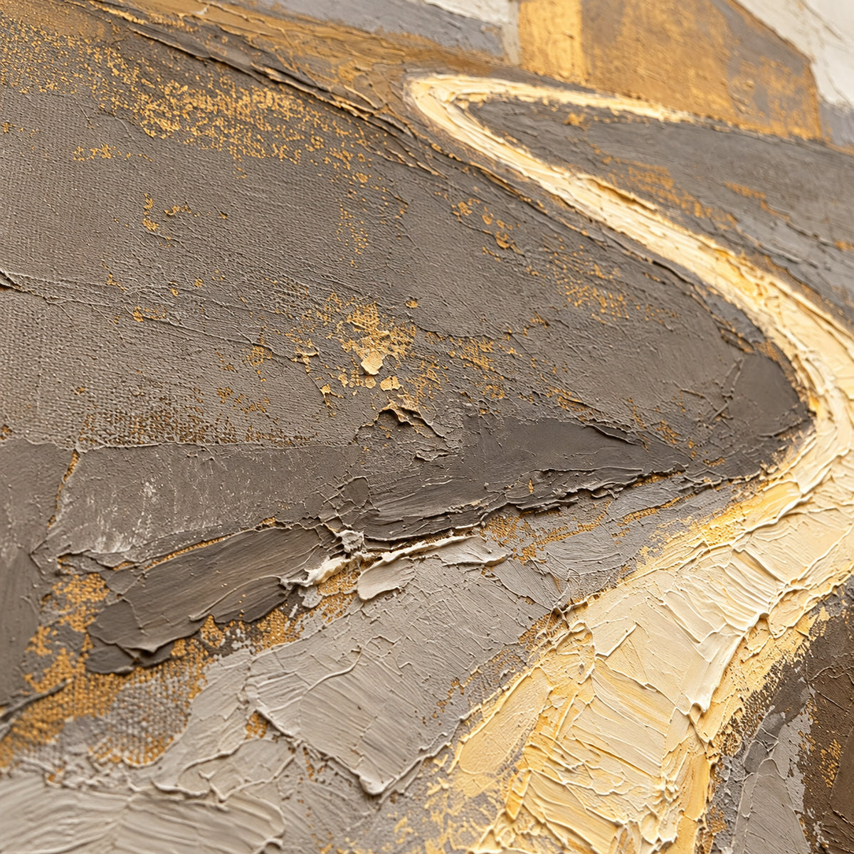 River-Sanctum oil painting brushwork and impasto detail photographed from an oblique side angle