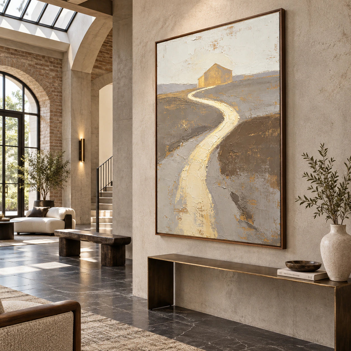 River-Sanctum at gallery scale in a bright stone foyer.