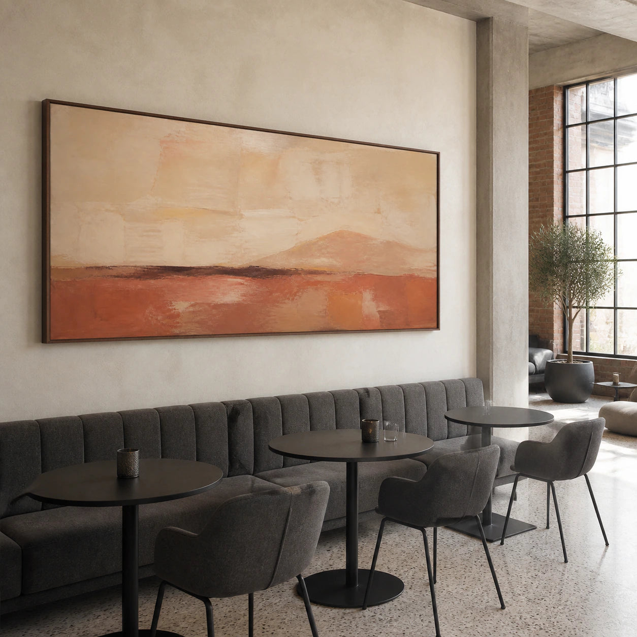 Russet-Horizon featured in an expansive daylight hospitality loft.