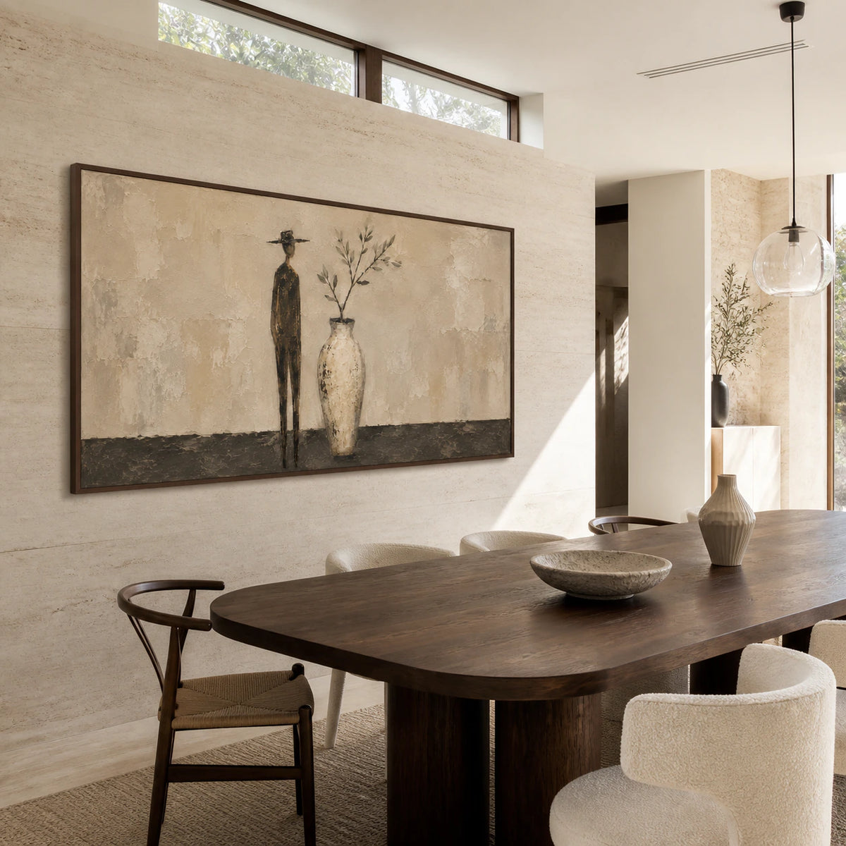 Sable-Branch as the focal artwork in a refined daylight-filled dining room.