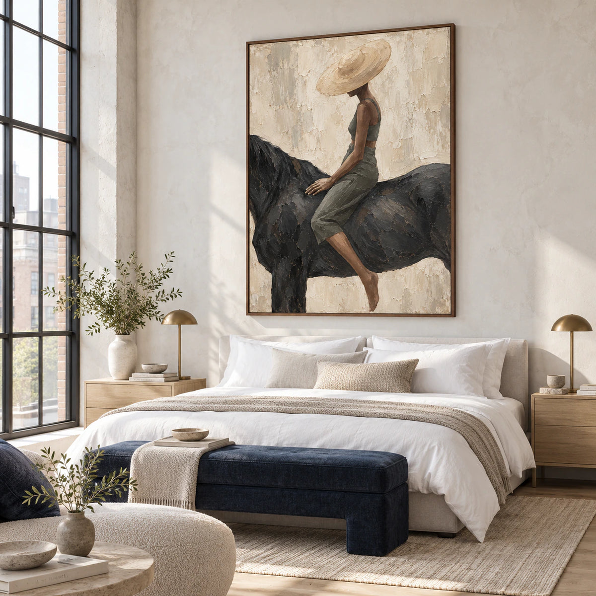 Sable-Canter above a quiet bedroom setting with soft daylight.