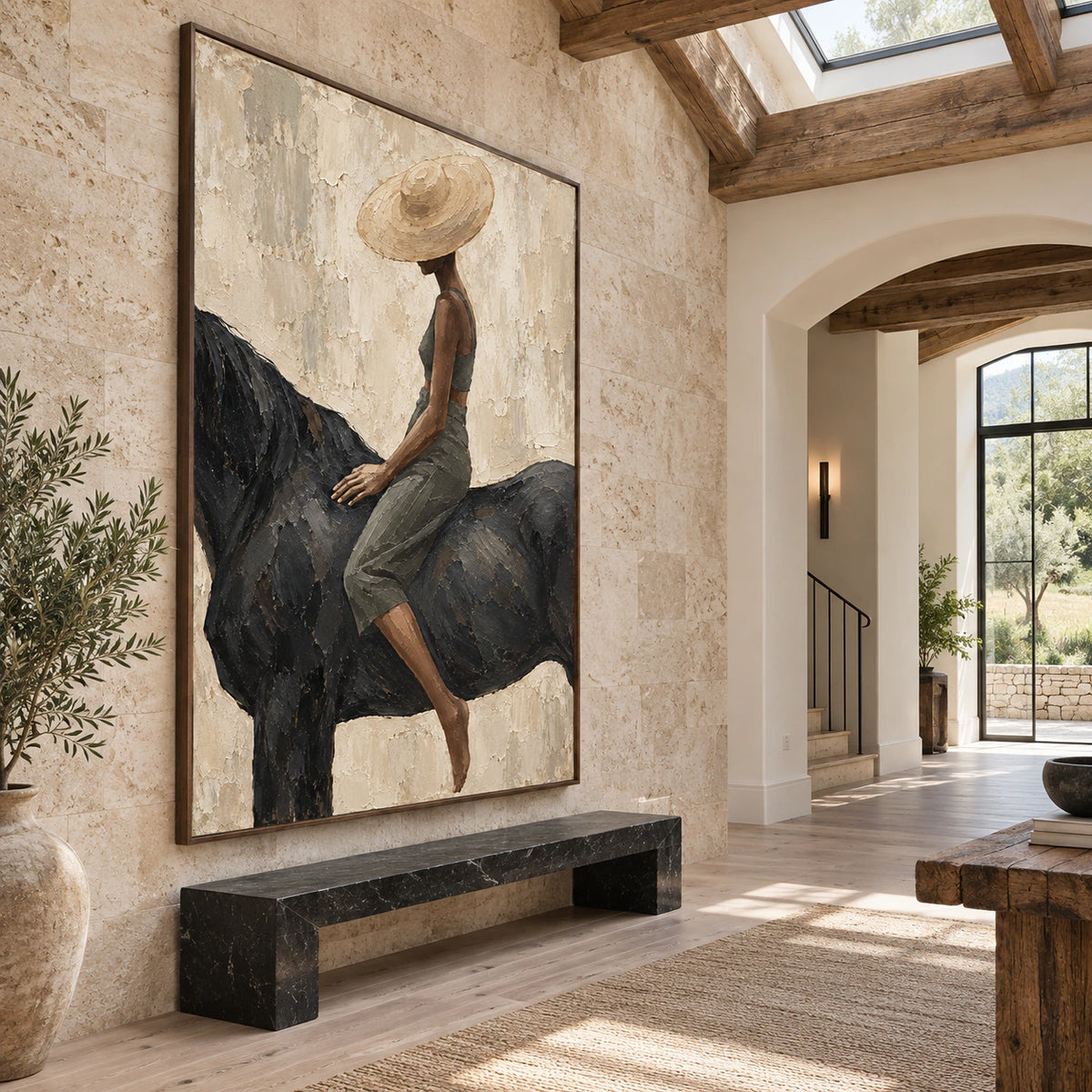 Sable-Canter installed at gallery scale in a bright architectural foyer.