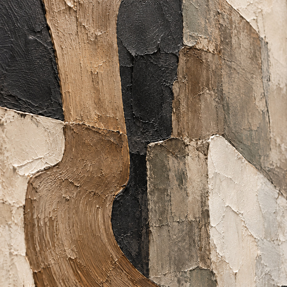 Sable-Contour oil painting brushwork and impasto detail photographed from an oblique side angle