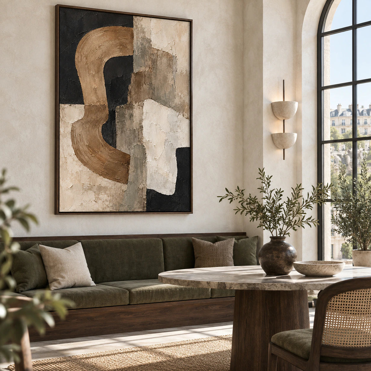 Sable-Contour anchoring an expansive loft hospitality interior.