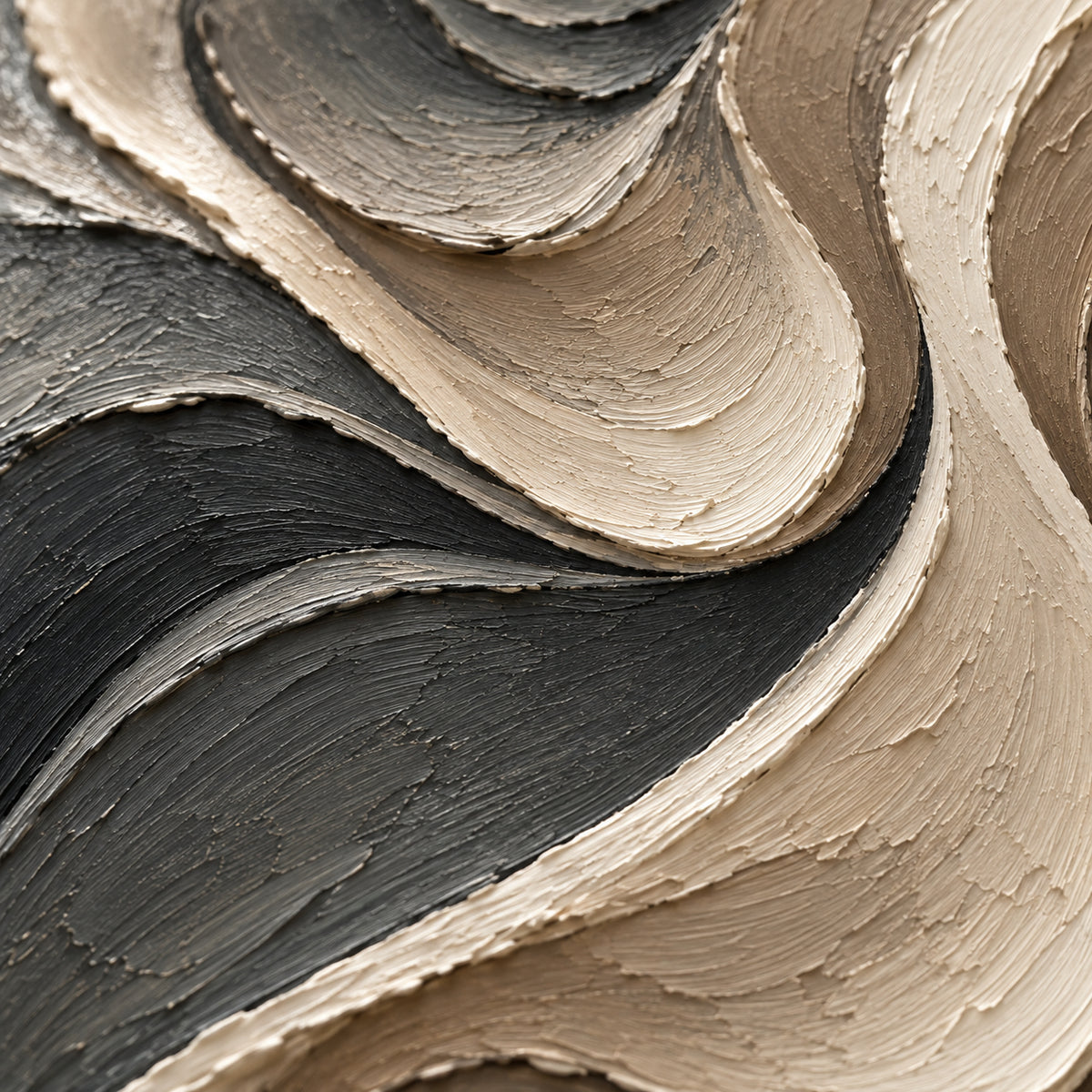 Sable-Ribbon oil painting brushwork and impasto detail photographed from an oblique side angle