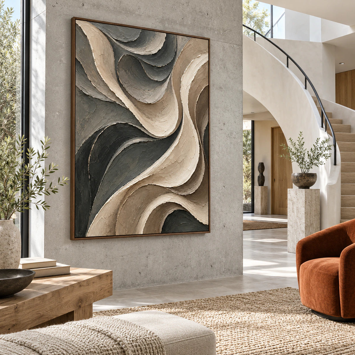 Sable-Ribbon presented at gallery scale in a bright sculptural foyer.