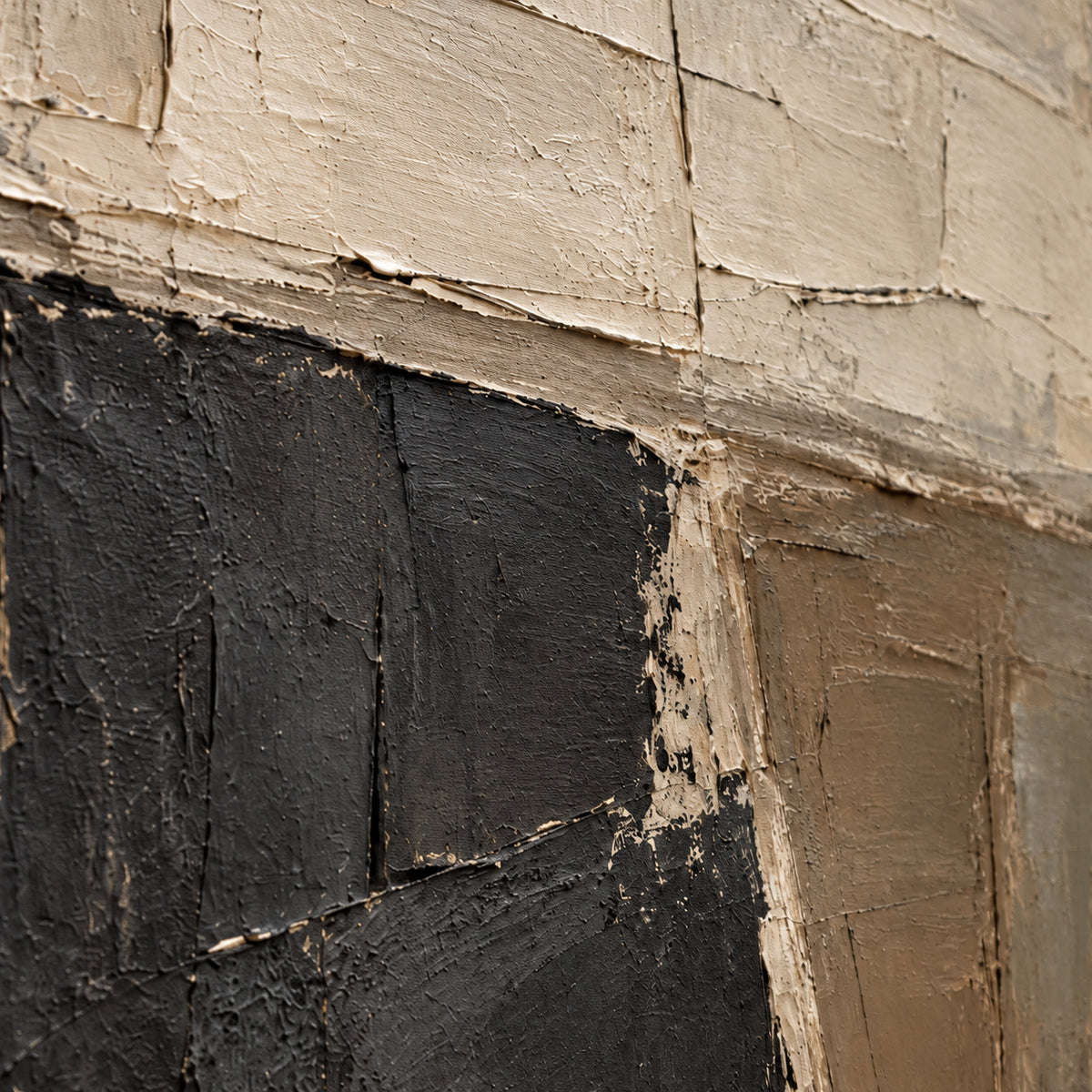 Sable-Threshold oil painting brushwork and impasto detail photographed from an oblique side angle