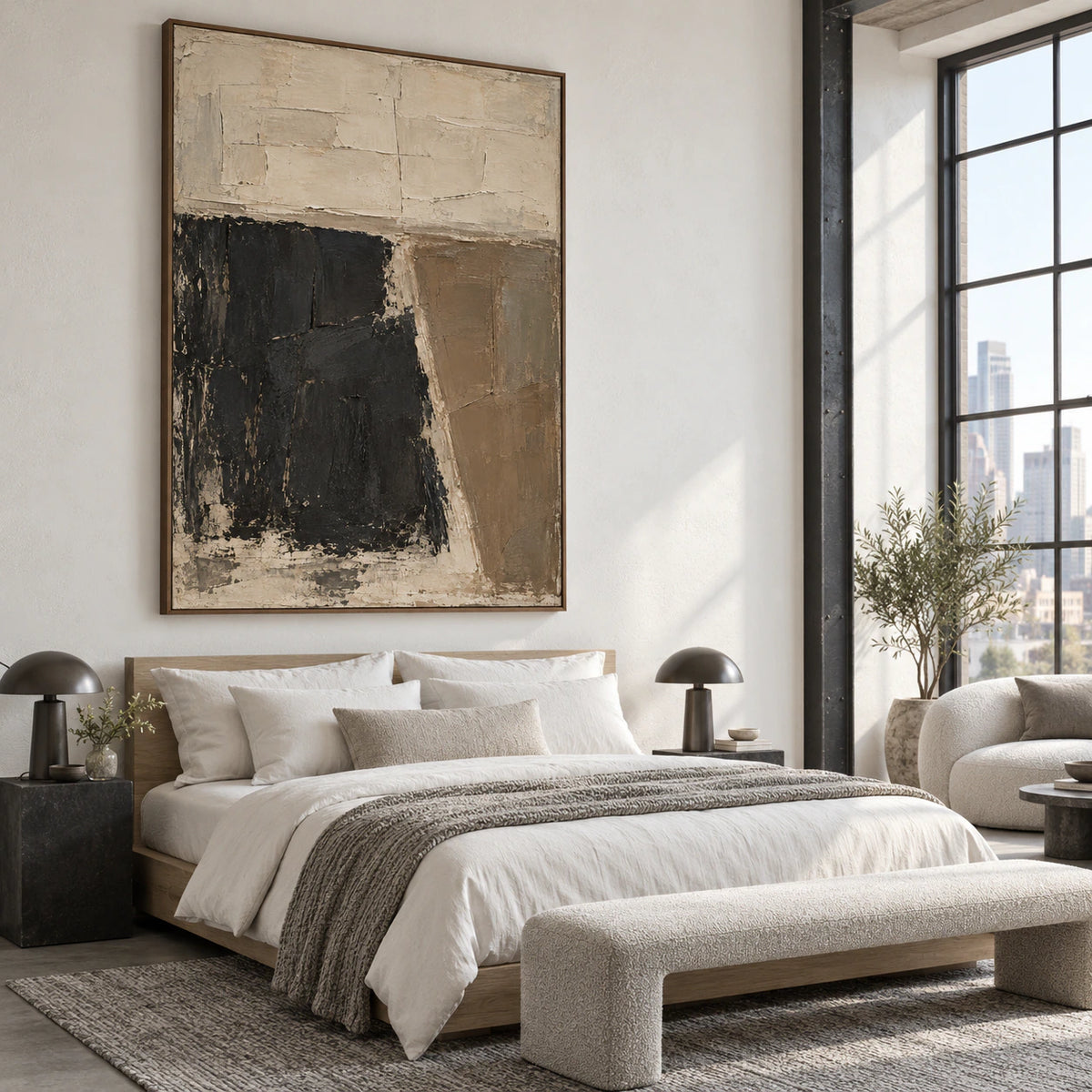 Sable-Threshold above a low bed in a quiet, naturally lit bedroom.