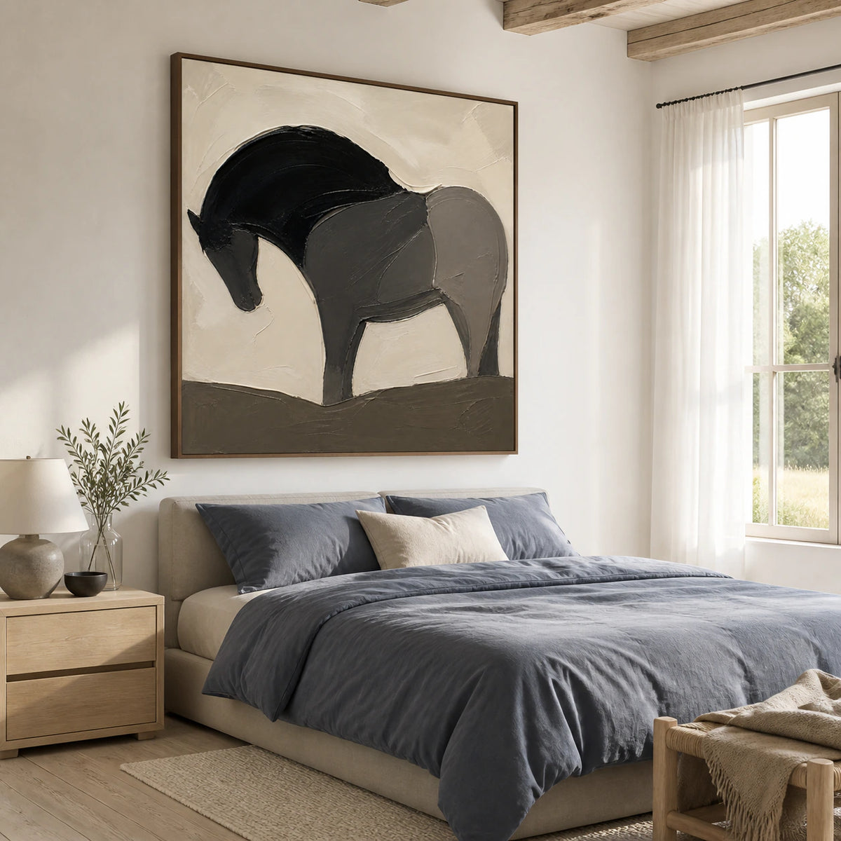 Sable-Vault as a quiet square focal point in a calm, naturally lit bedroom.