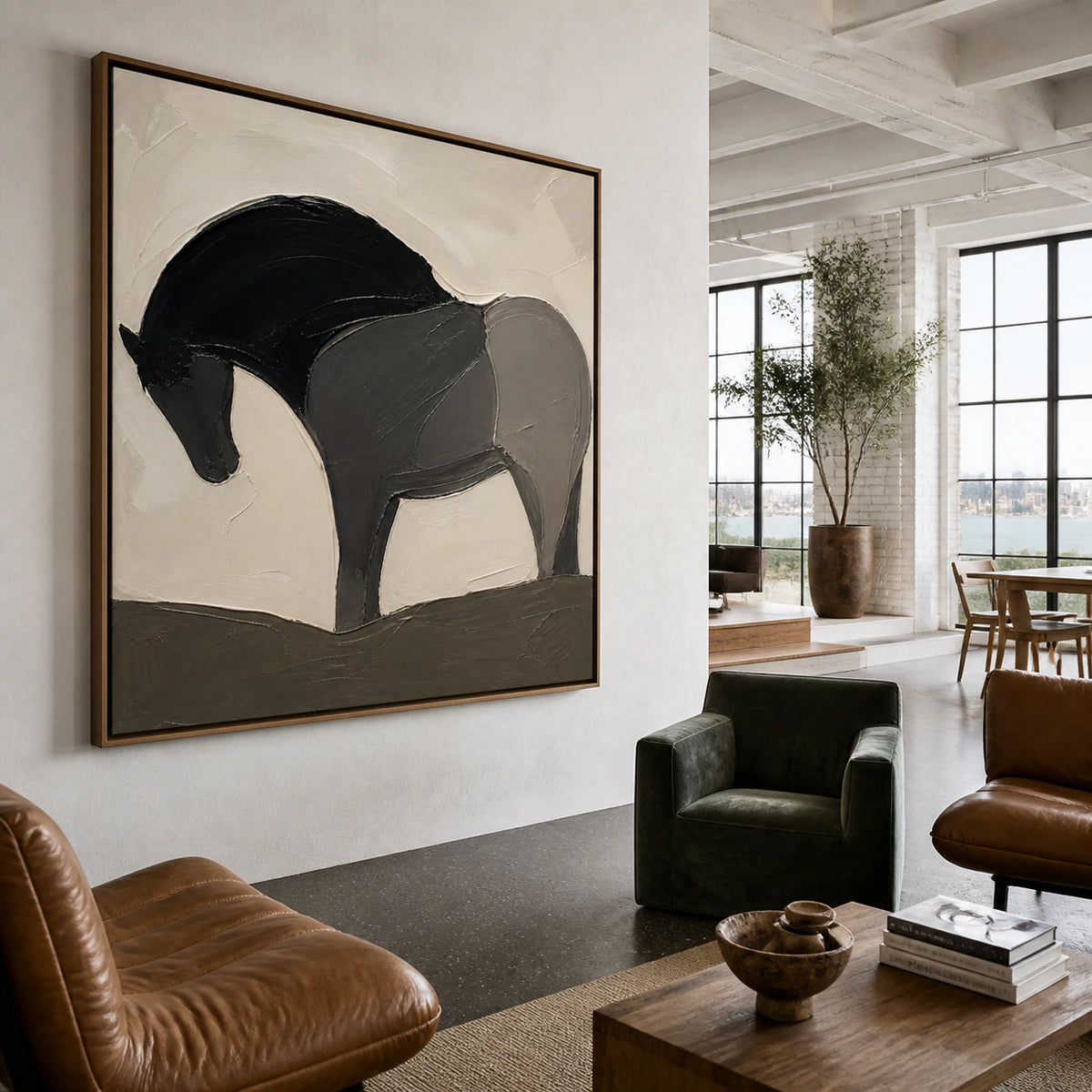 Sable-Vault displayed at large scale in an expansive hospitality loft interior.