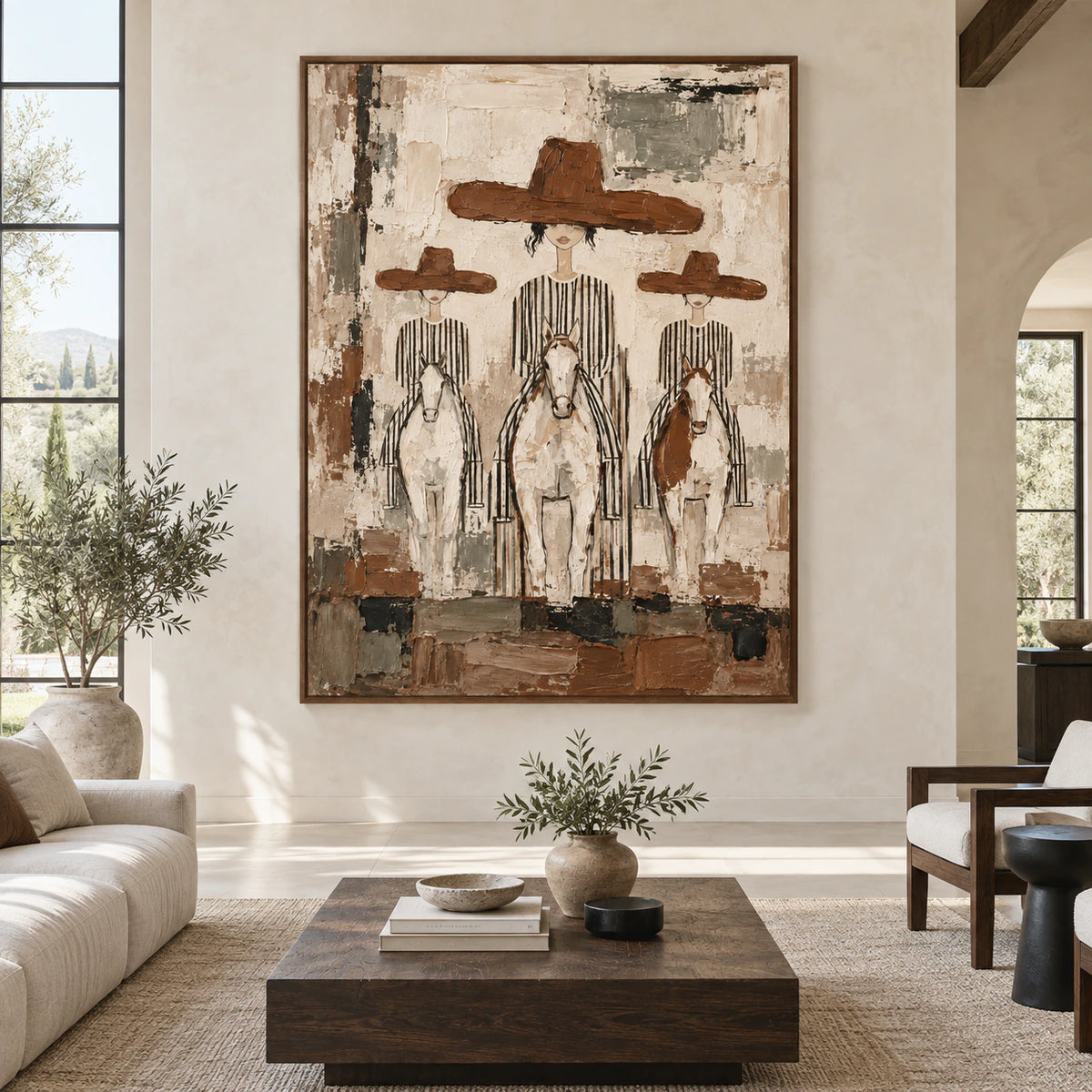 Saddle-Procession displayed large and straight-on in a bright architectural living space.