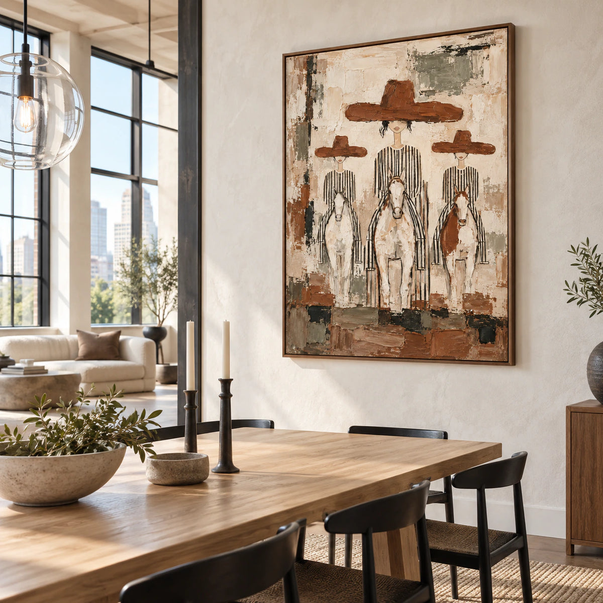 Saddle-Procession above a refined dining setting in soft daylight.