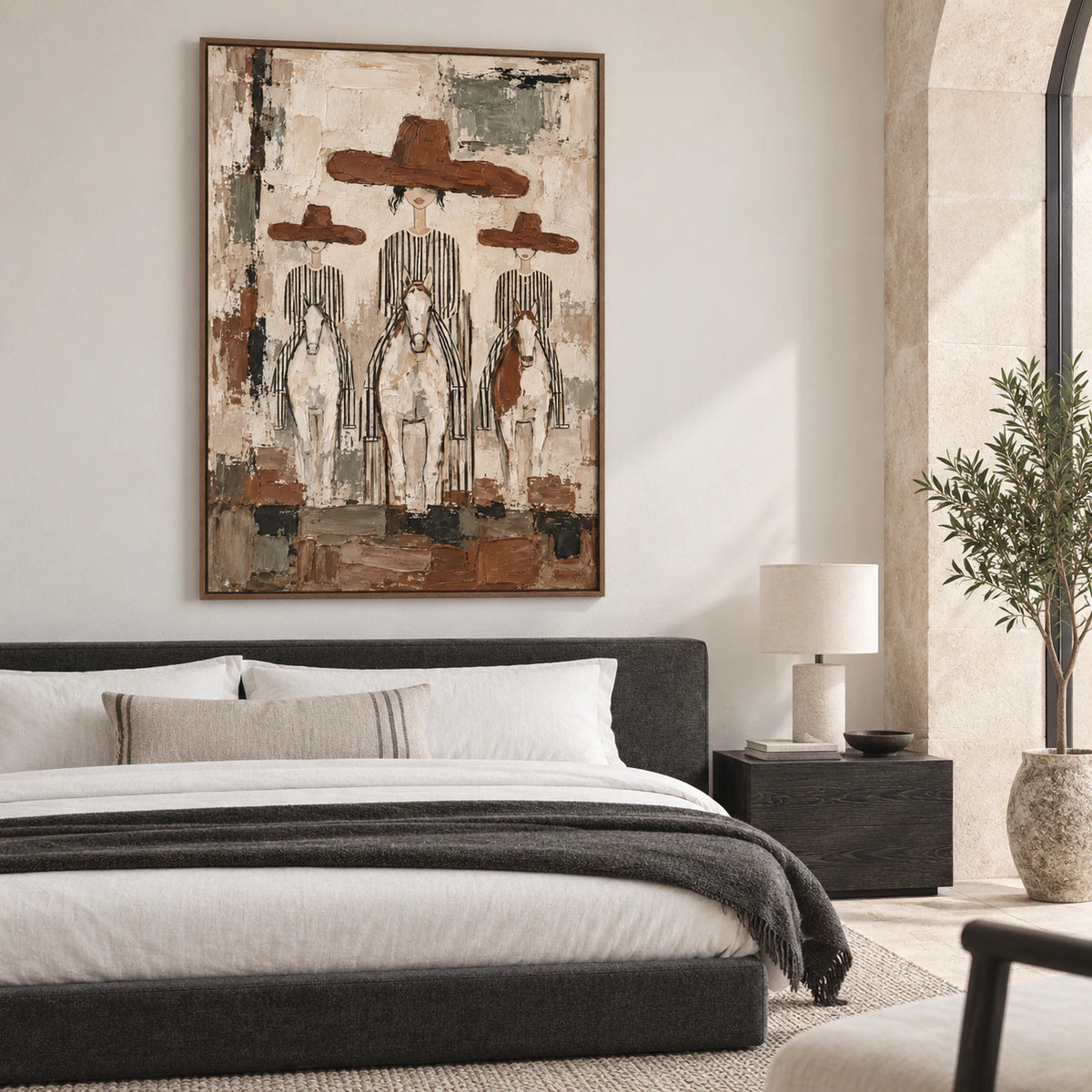 Saddle-Procession bringing quiet character to a calm, light-filled bedroom.