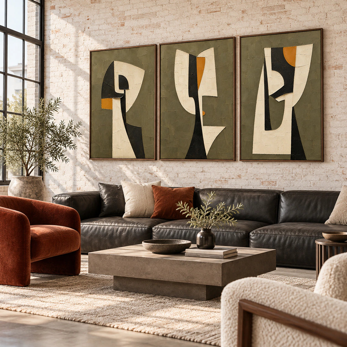 Expansive loft interior centred on the Saffron-Partition triptych.