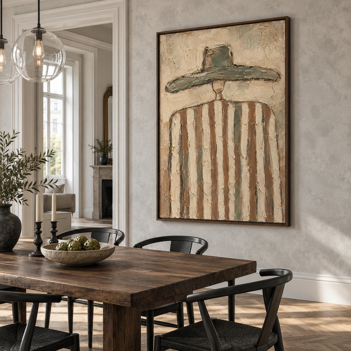 Sage-Brim displayed prominently in a refined daylight-filled dining room.