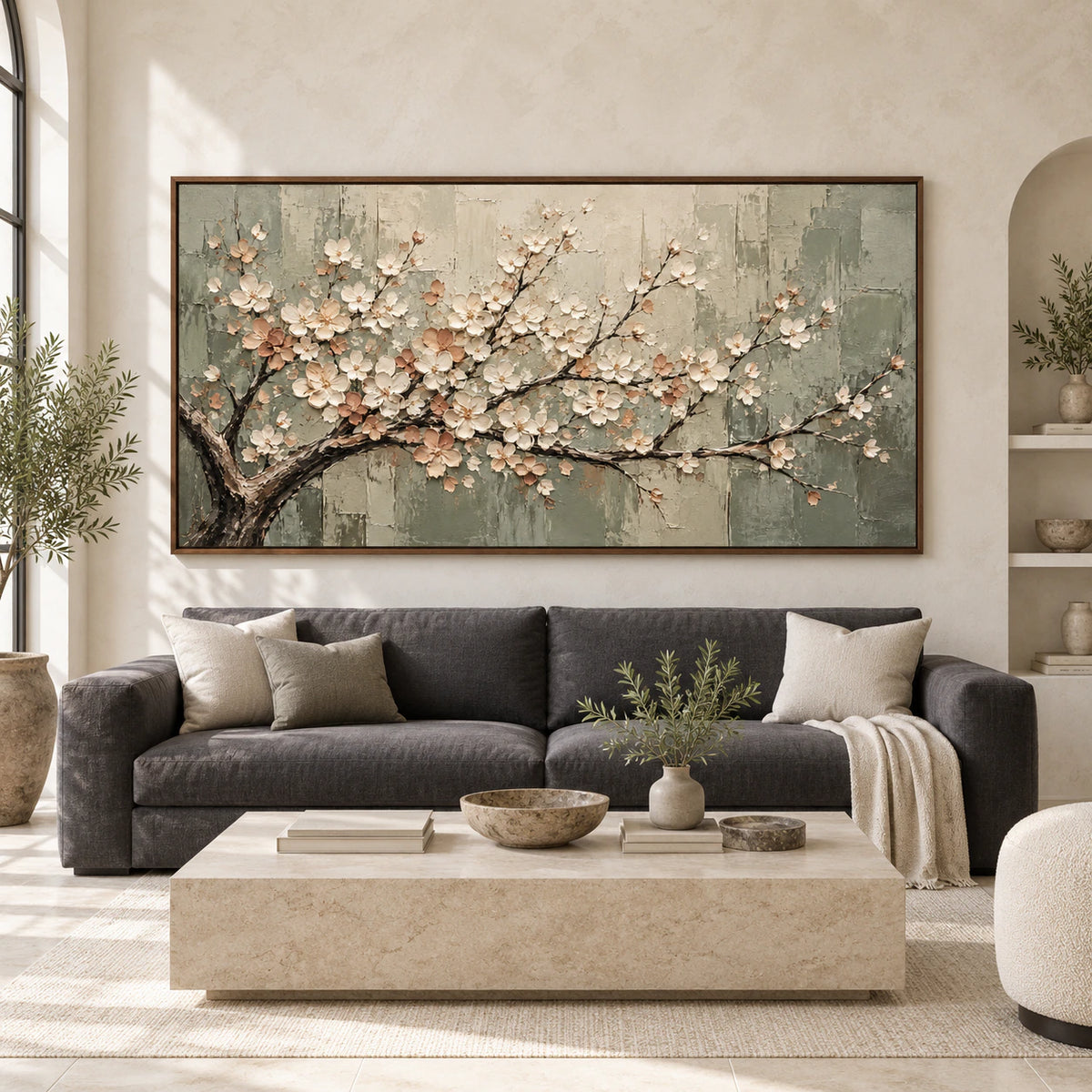 Sage-Canopy displayed at large scale straight-on in a bright, spacious architectural living room.