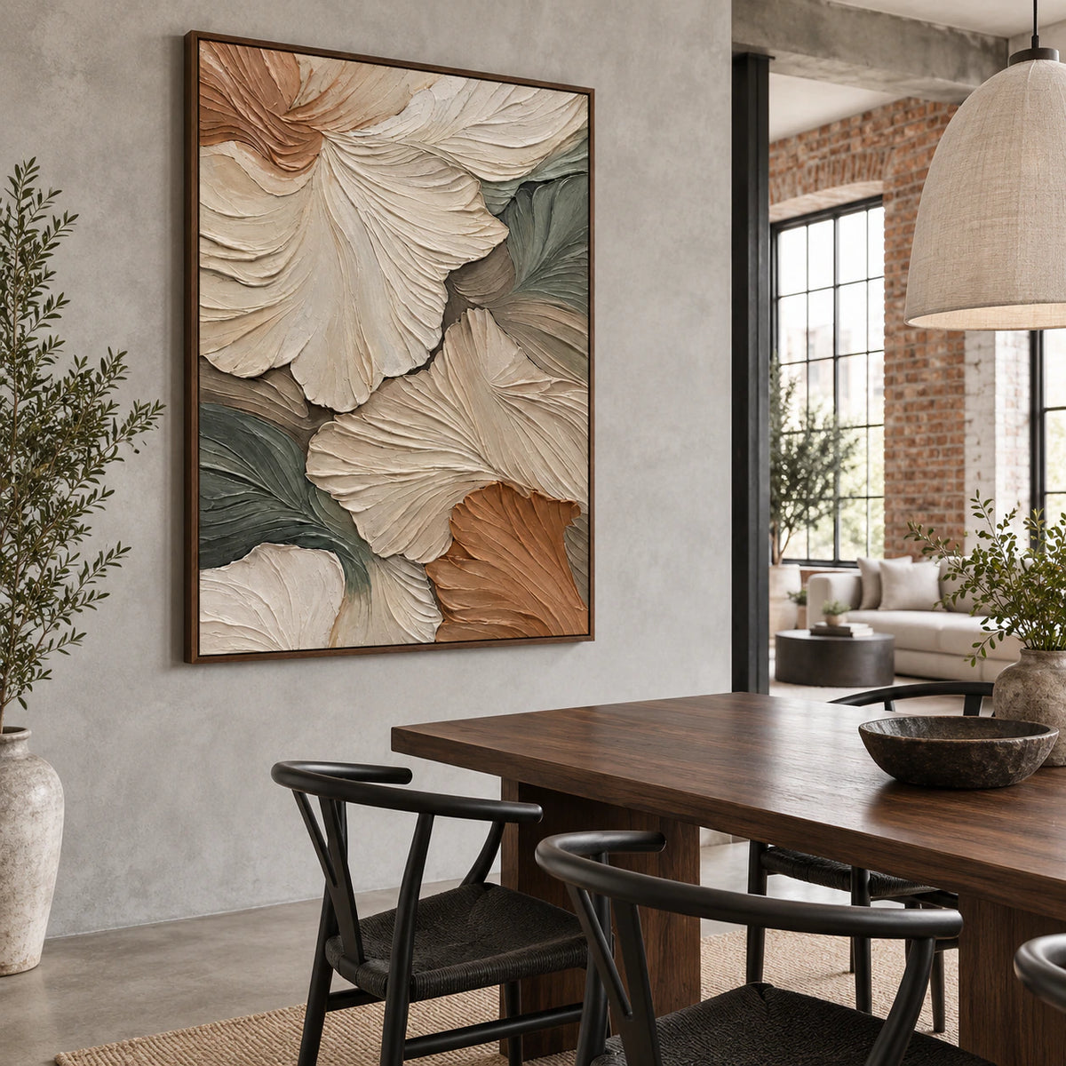 Sage-Petal displayed prominently in a refined daylight-filled dining room.