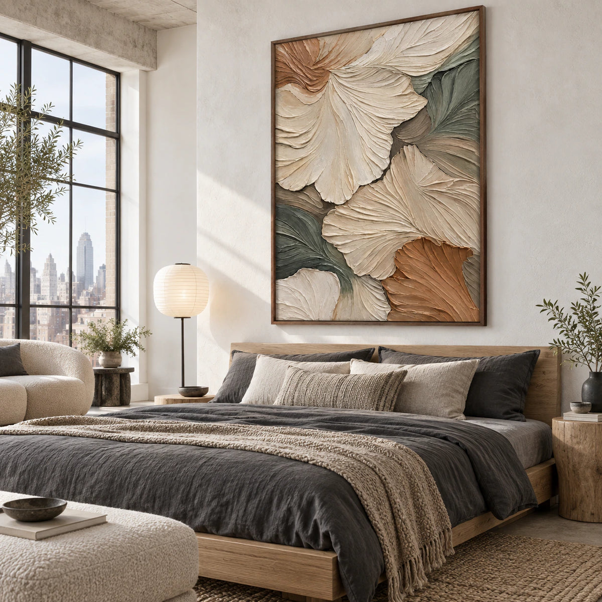 Sage-Petal above a calm bedroom setting with soft natural light.