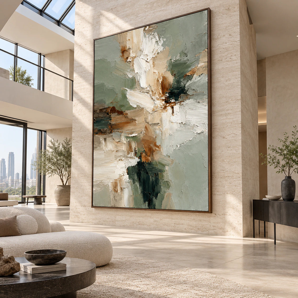 Sage-Strata presented at gallery scale in an open contemporary foyer.