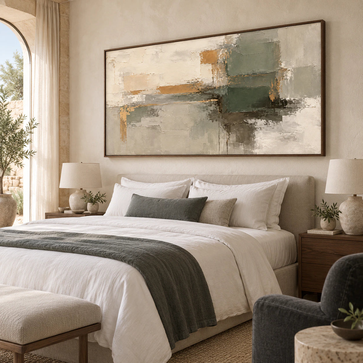 Sage-Threshold creating a quiet focal point in a softly lit neutral bedroom.