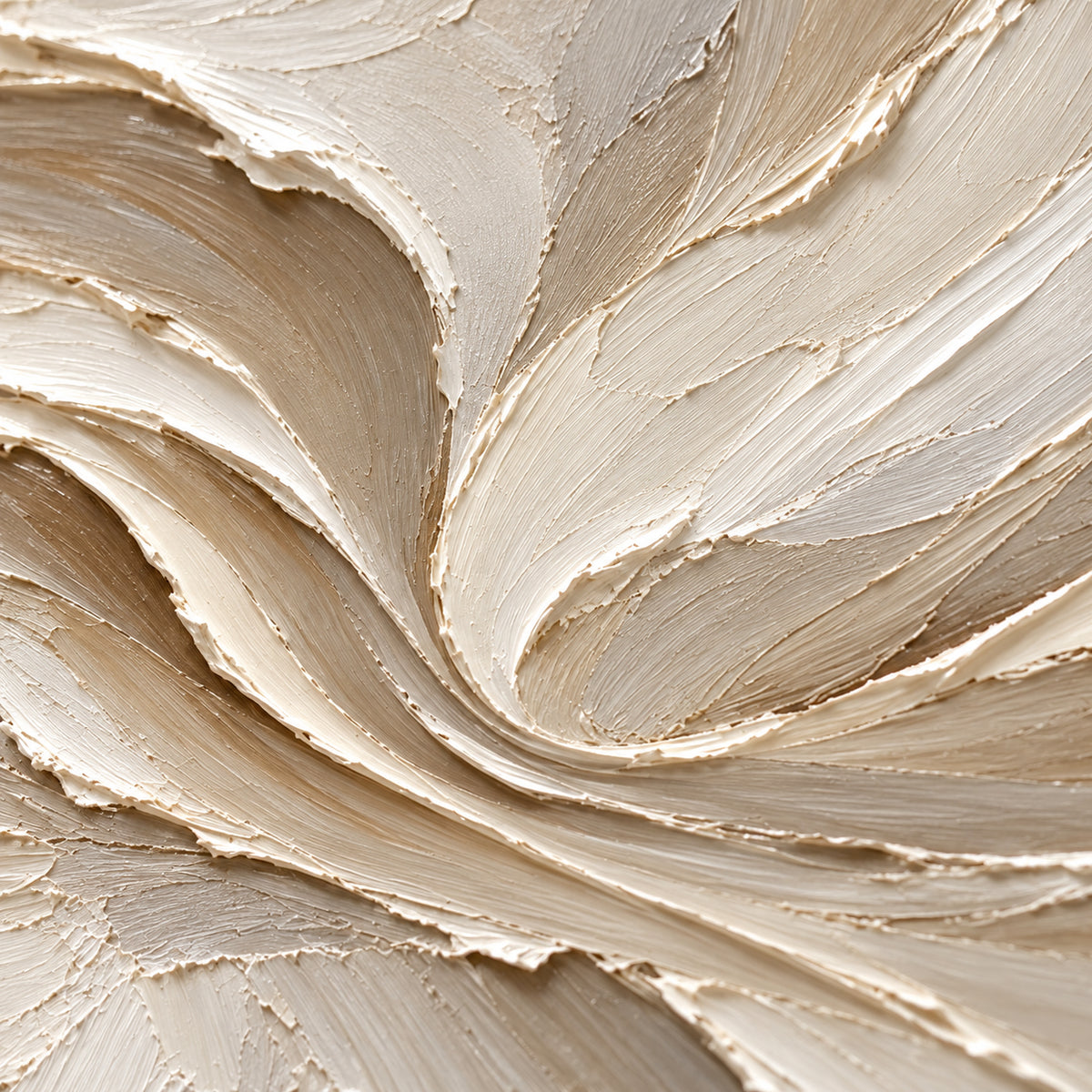 Satin-Whorl oil painting brushwork and impasto detail photographed from an oblique side angle