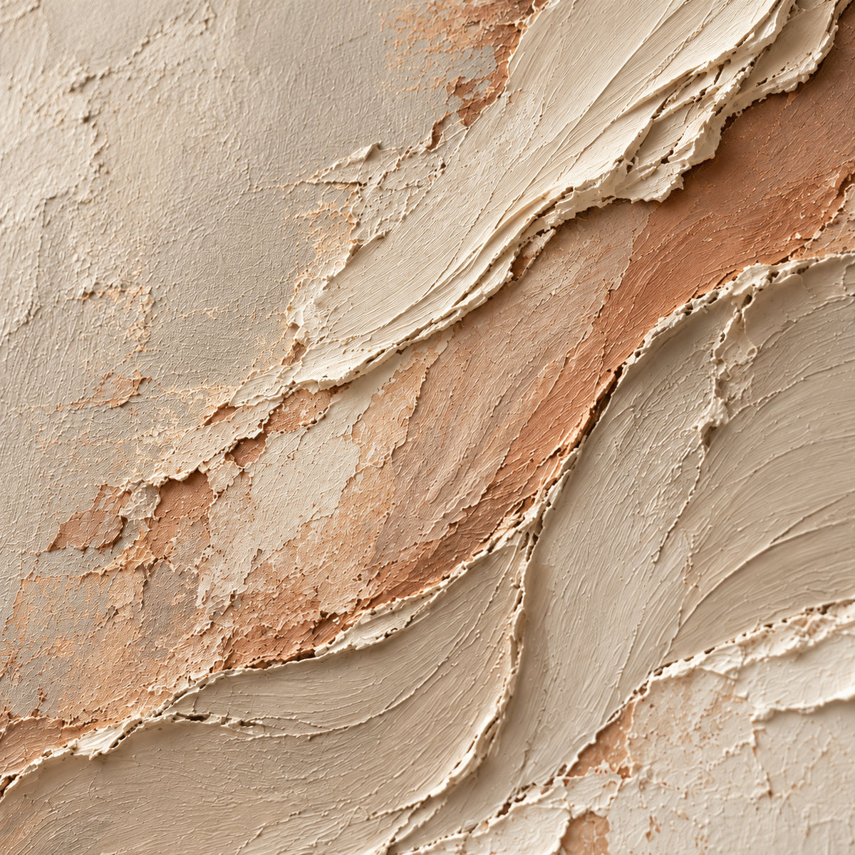 Sculpted-Veil oil painting brushwork and impasto detail photographed from an oblique side angle