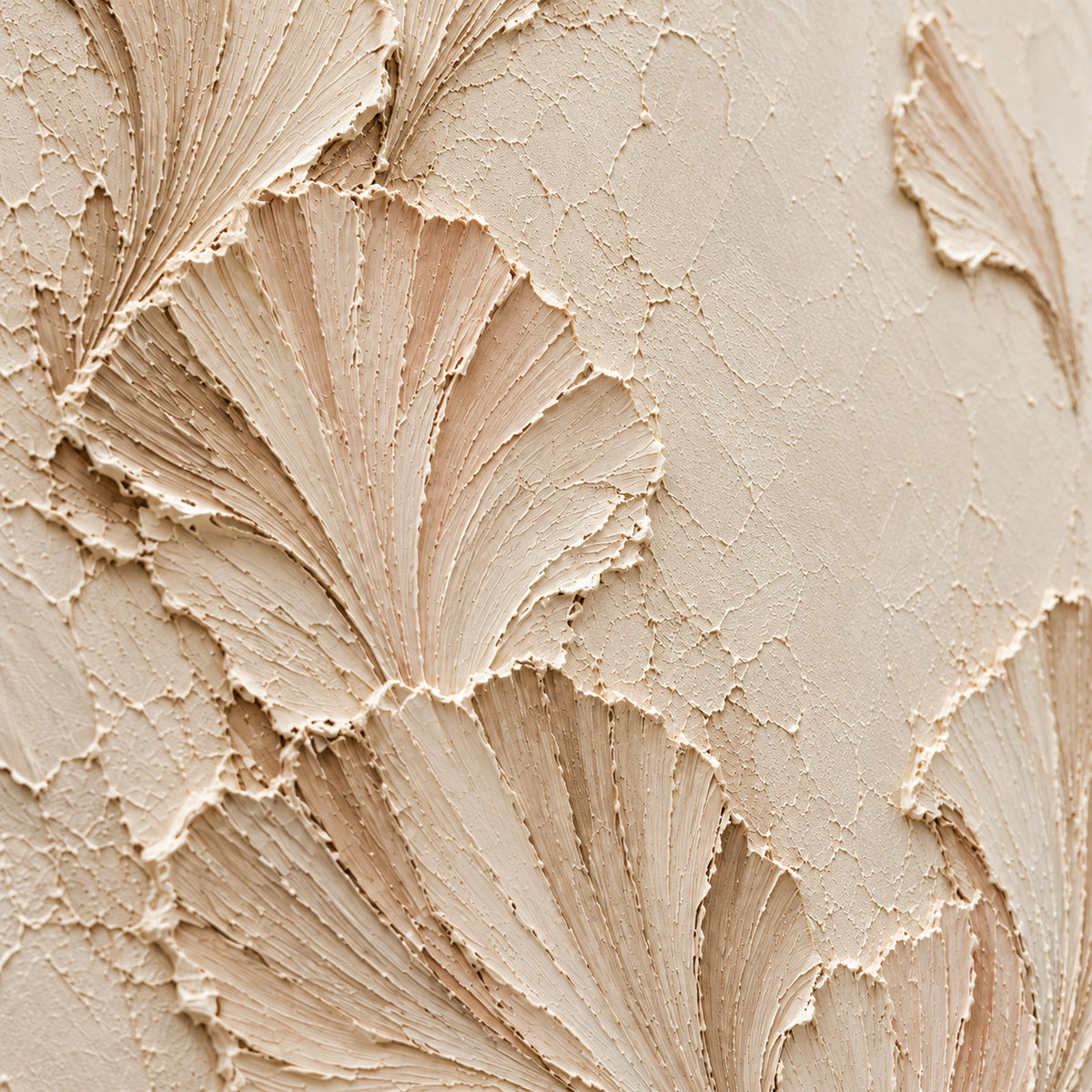 Shell-Cadence oil painting brushwork and impasto detail photographed from an oblique side angle