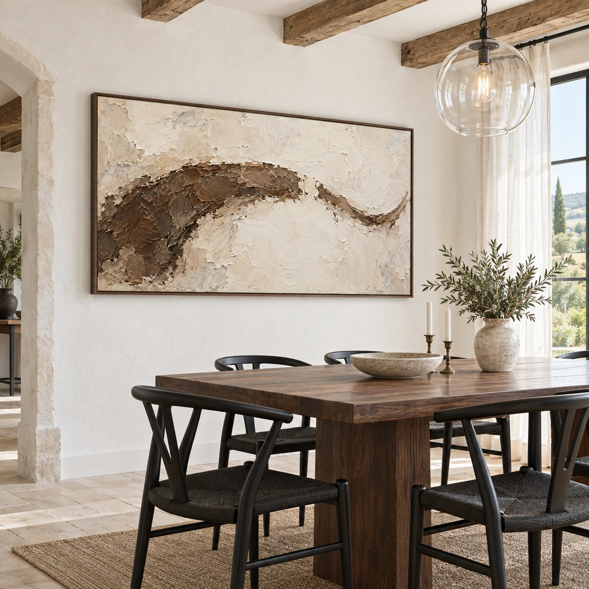 Sienna-Contour displayed prominently in a refined daylight-filled dining room.
