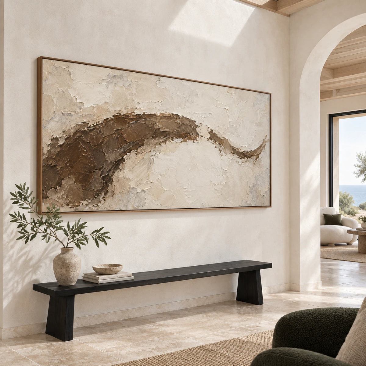 Sienna-Contour installed at gallery scale in a spacious foyer.