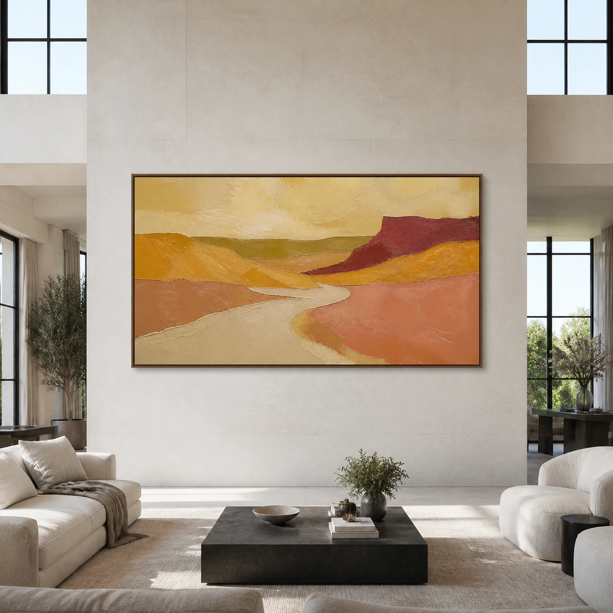 Sienna-Delta displayed at large scale in a bright, spacious living room.
