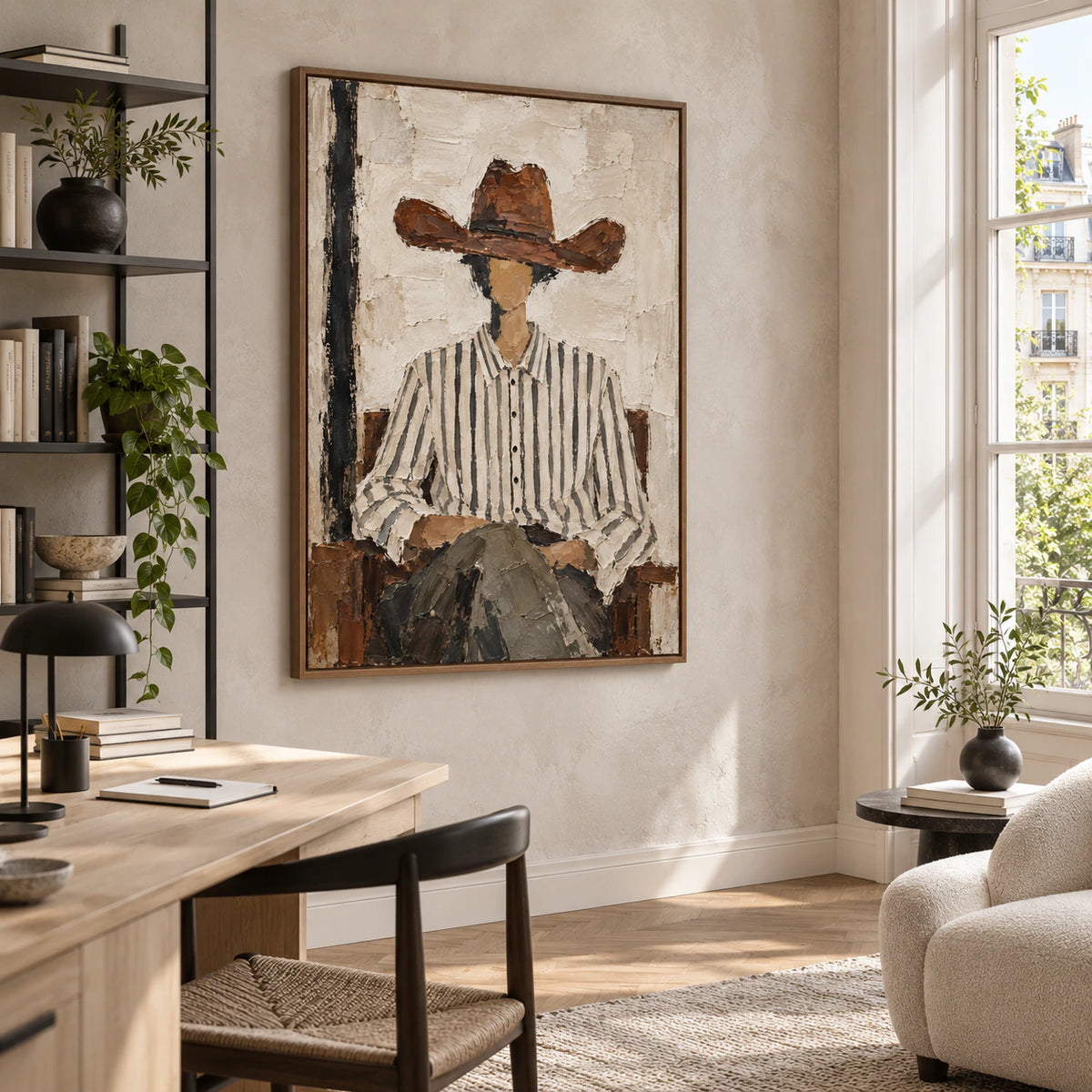 Sienna-Reverie in an airy reading and home office space.