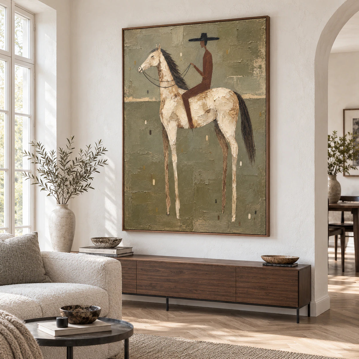 Sienna-Rider as the focal artwork in a bright contemporary living room.