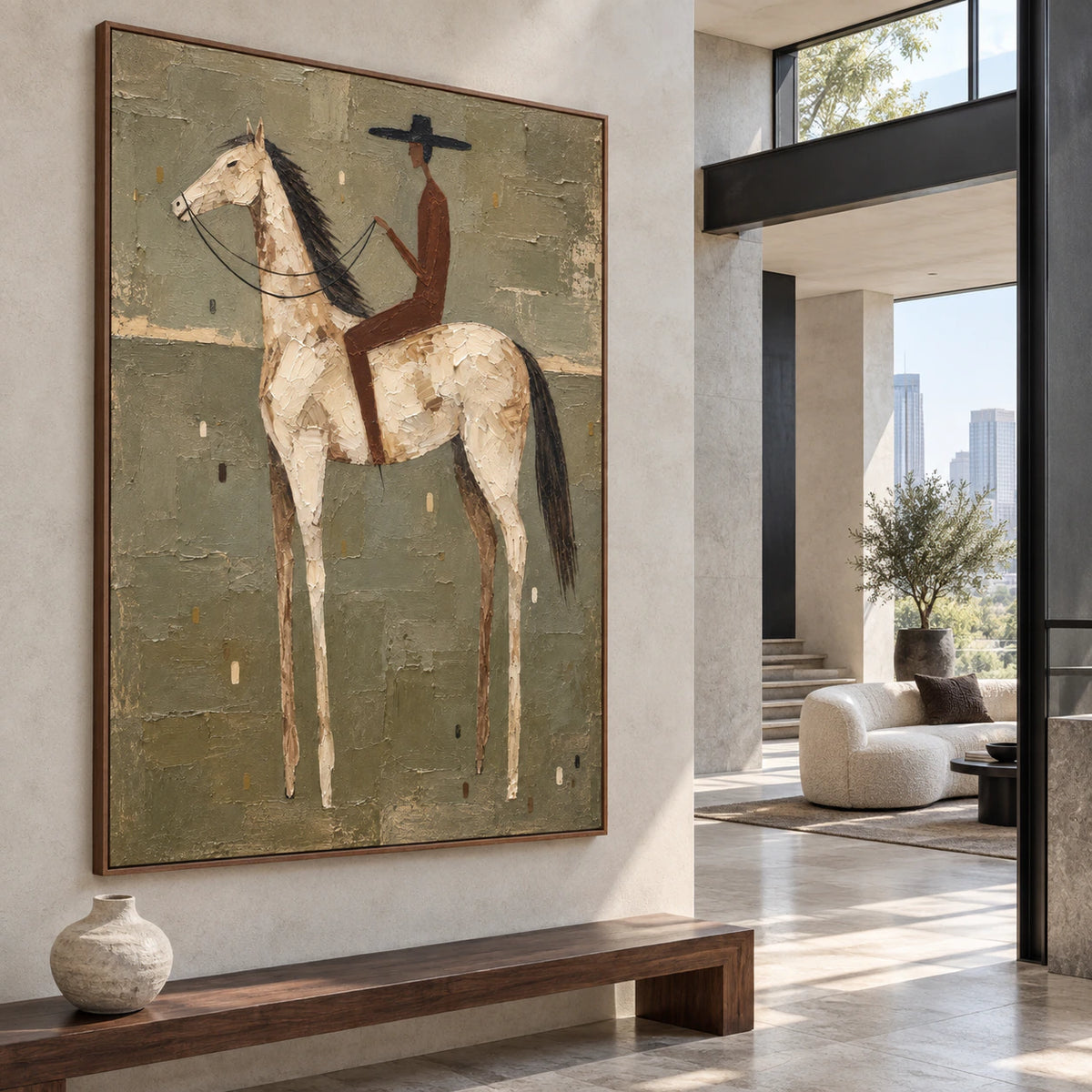 Sienna-Rider presented at gallery scale in a bright foyer.
