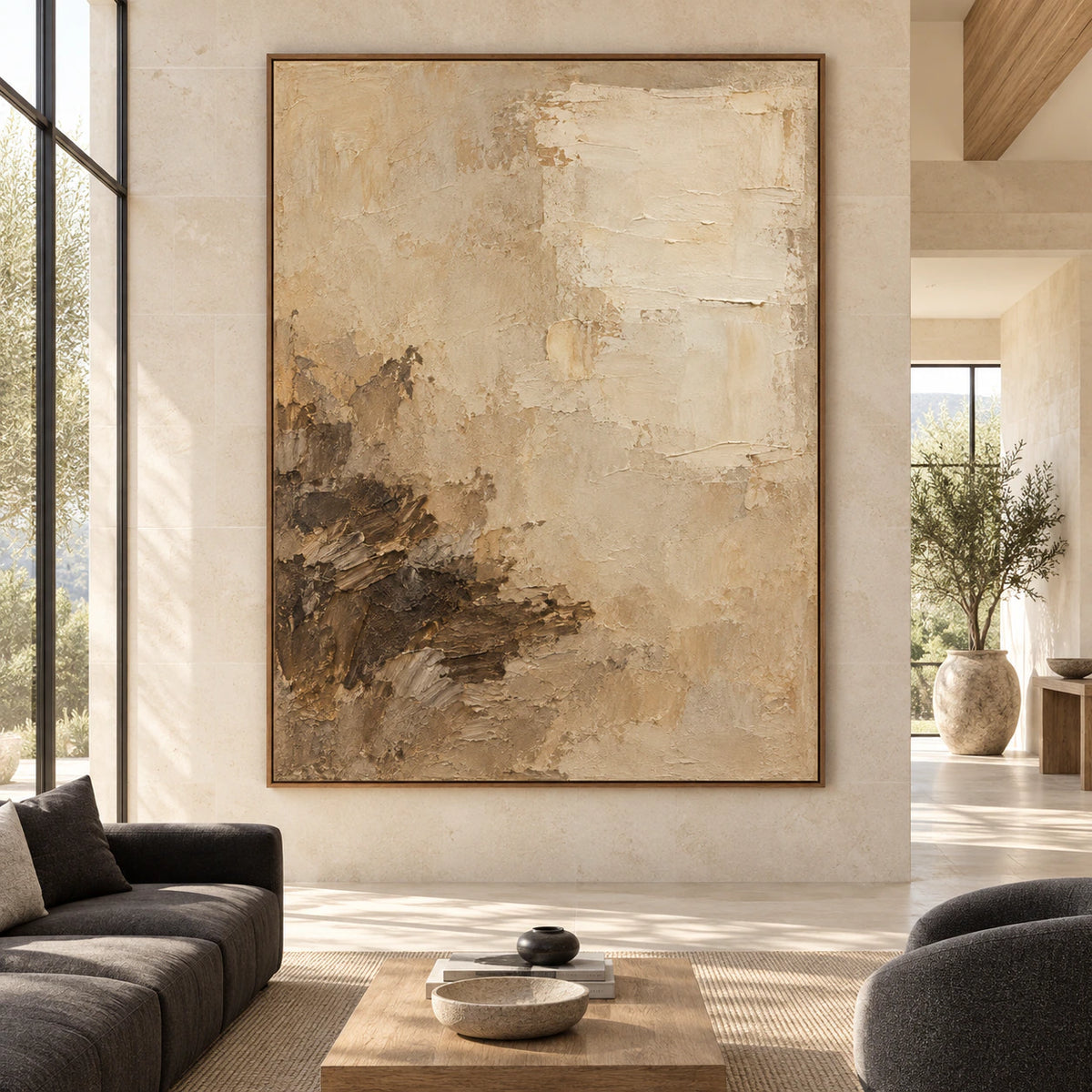 Sienna-Strata displayed at large scale, straight-on, in a spacious light-filled architectural interior.