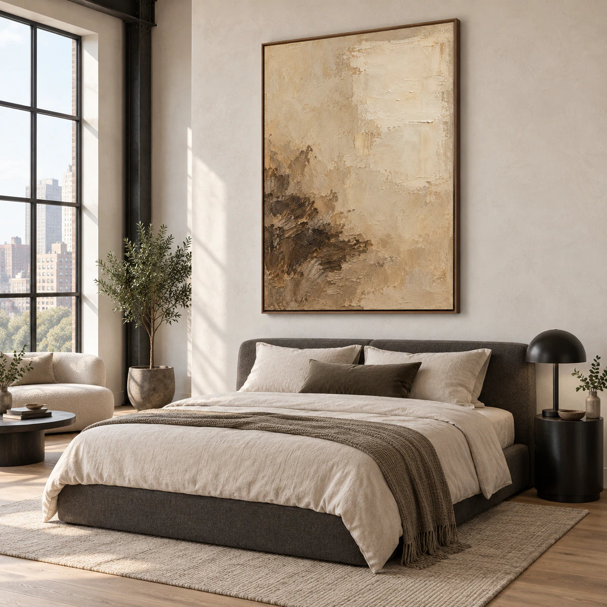 Sienna-Strata above a quiet, naturally lit bedroom setting.