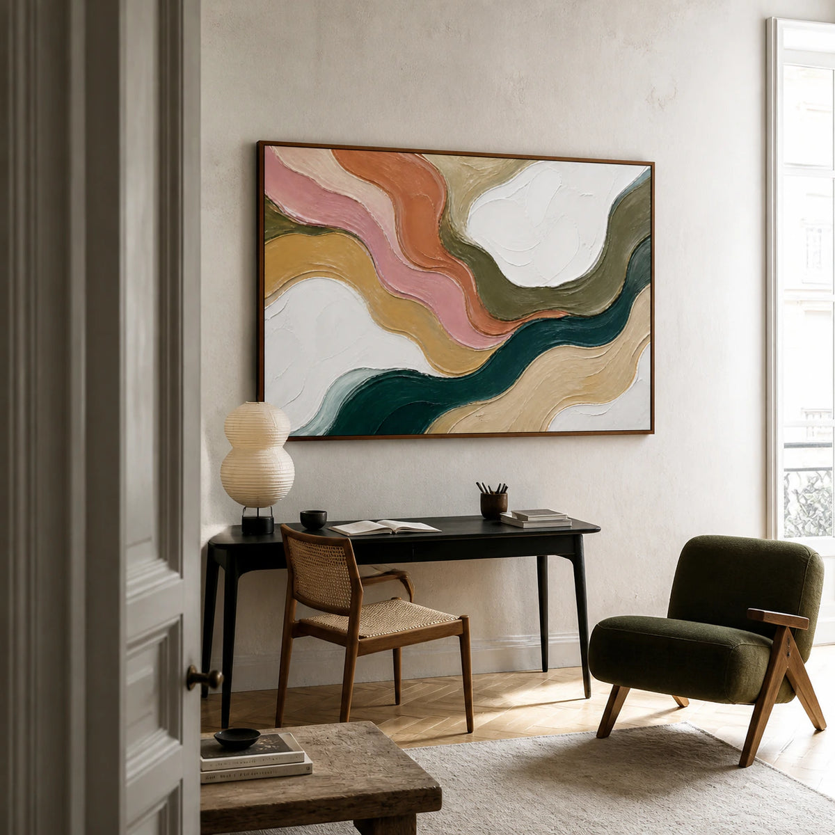Sienna-Tide featured in a naturally lit home office reading space.