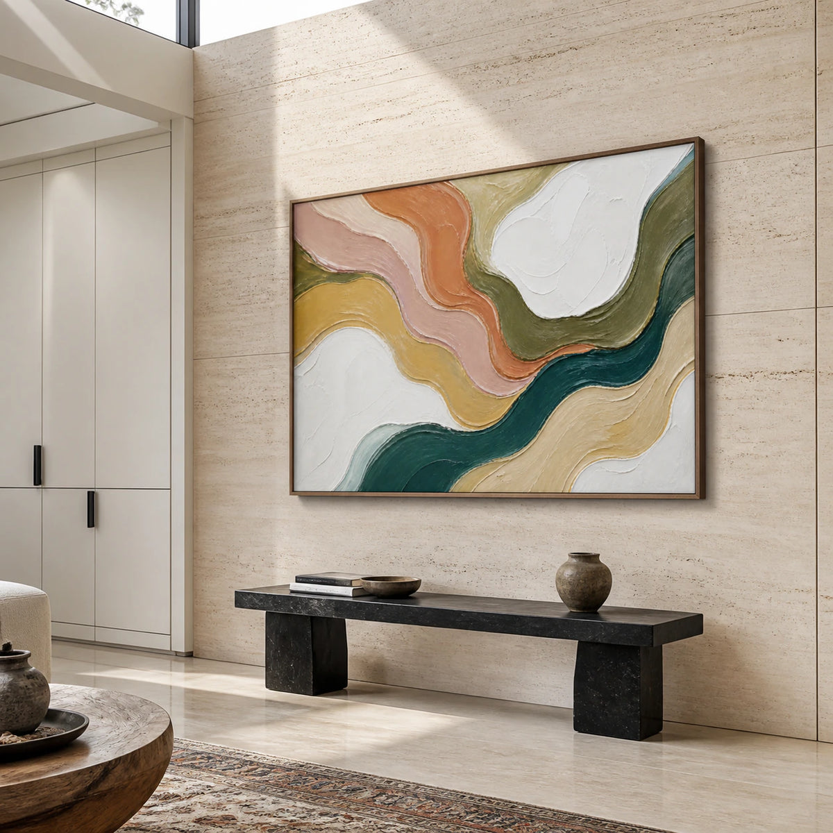 Sienna-Tide presented at gallery scale in an open contemporary foyer.