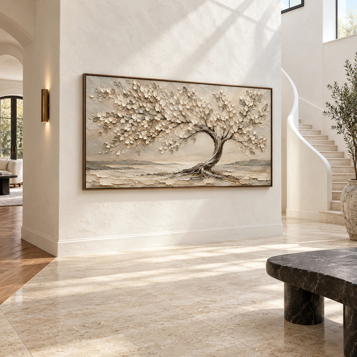 Silent-Canopy presented at gallery scale in a bright, sculptural foyer.