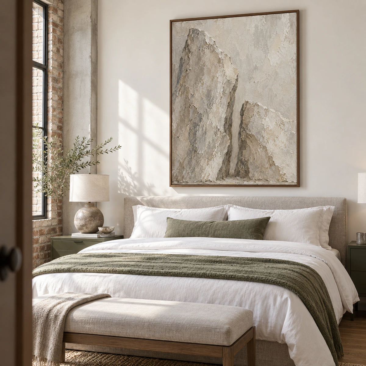 Silent-Ravine displayed at large scale in a calm, light-filled bedroom.
