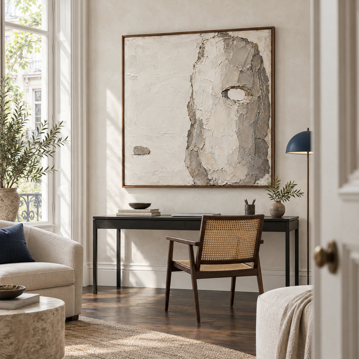 Silent-Relic featured in an airy home office reading space.