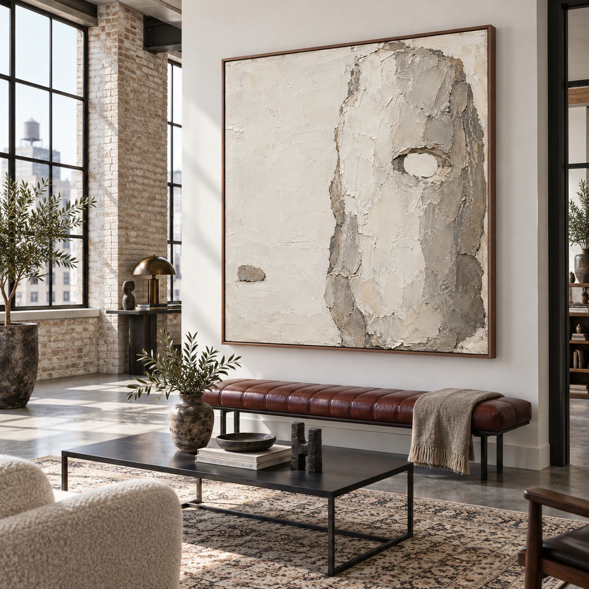Silent-Relic as a large-scale focal point in an open hospitality loft.