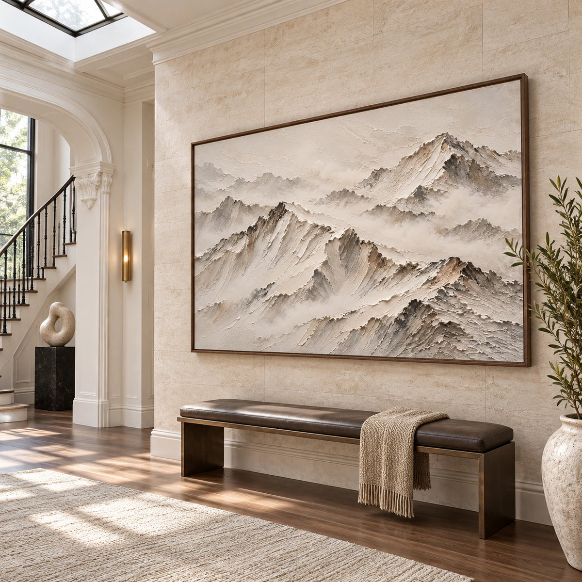 Silent-Ridges presented at gallery scale in a bright foyer.