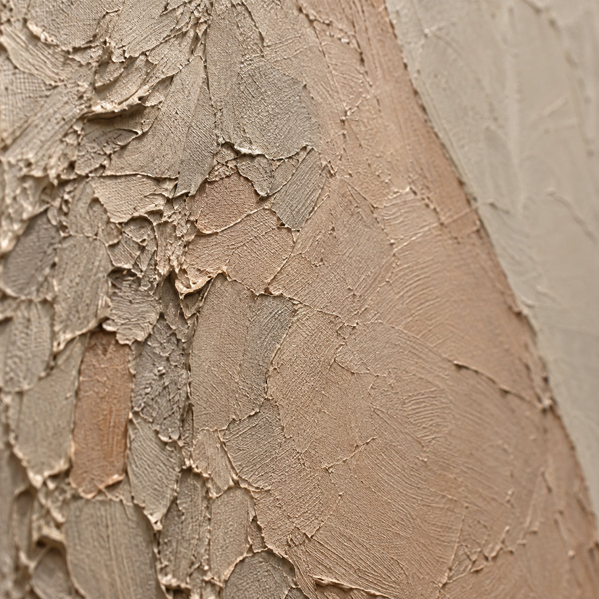 Silt-Arc oil painting brushwork and impasto detail photographed from an oblique side angle