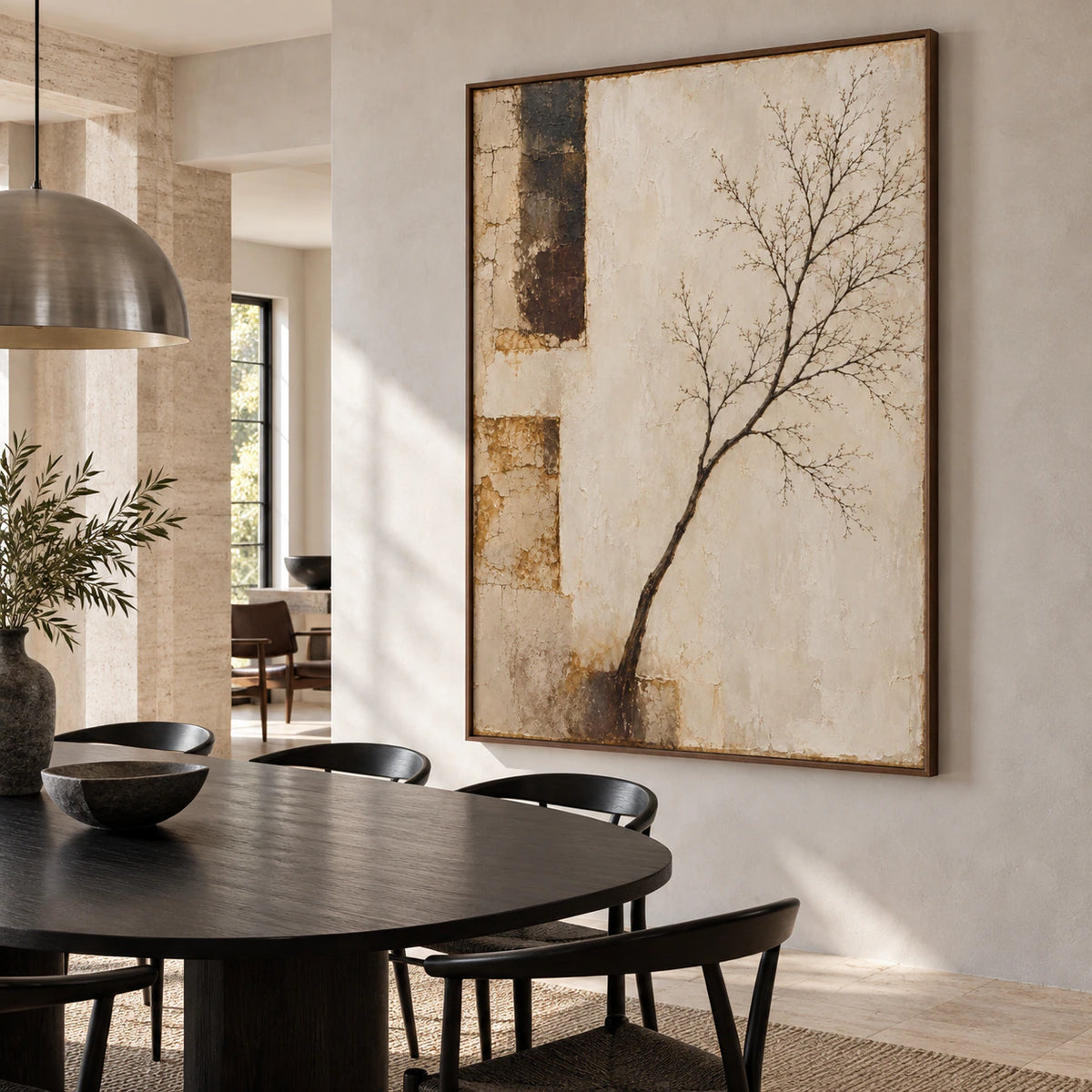 Silt-Bough as the focal point of a refined dining room with natural daylight.